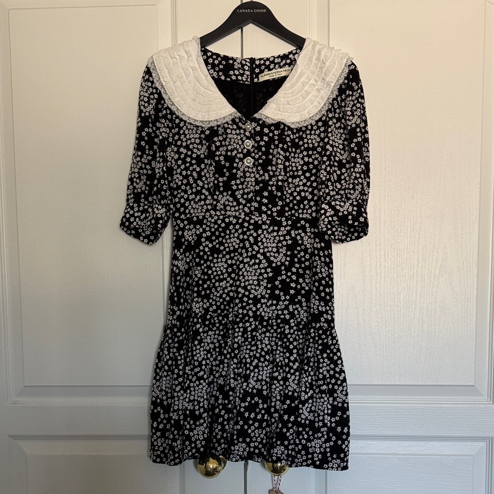 Alessandra Rich Black and White Polka Dot Mini Dress